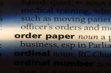 sipariş kağıt Word'de bir sözlük. sipariş kağıt kavramı.