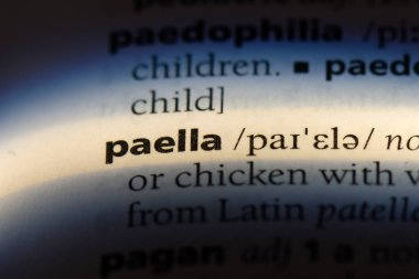 Paella Word'de bir sözlük. Paella kavramı.