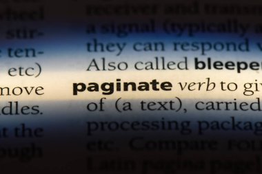 bir sözlüğü'ndeki sözcüğü sayfalandırmak. kavram sayfalandırmak.