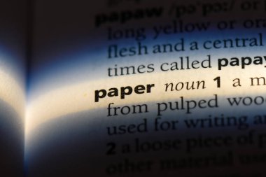 Kağıt Word'de bir sözlük. Kağıt kavramı.