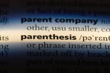 parantez Word'de bir sözlük. parantez kavramı.