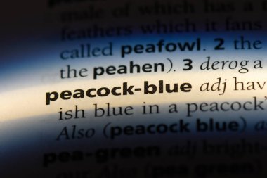 Peacock mavi tek kelimeyle bir sözlük. Peacock mavi kavramı.