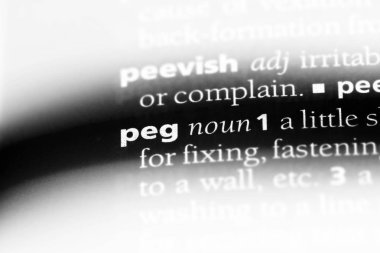 bir sözlüğü'ndeki sözcüğü peg. Peg kavramı.