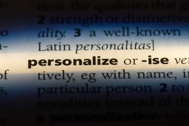 bir sözlüğü'ndeki sözcüğü kişiselleştirin. kavram kişiselleştirmek.