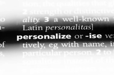 bir sözlüğü'ndeki sözcüğü kişiselleştirin. kavram kişiselleştirmek.