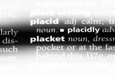 bir sözlüğü'ndeki placket sözcüğü. placket kavramı.