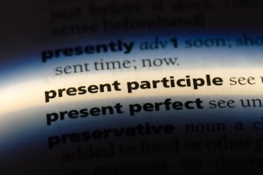 Present participle Word'de bir sözlük. Present participle kavramı.
