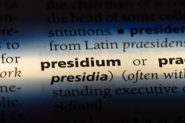 bir sözlüğü'ndeki presidyum sözcüğü. presidyum kavramı.