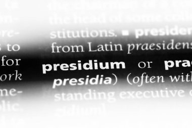 bir sözlüğü'ndeki presidyum sözcüğü. presidyum kavramı.