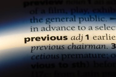 önceki sözcüğü sözlüğe. önceki kavramı.