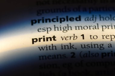 bir sözlük Word'de yazdırmak. Yazdırma kavramı.