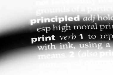 bir sözlük Word'de yazdırmak. Yazdırma kavramı.