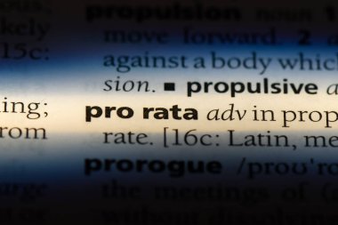 Pro rata bir sözlükte kelime. Pro rata kavramı.