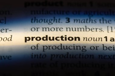 bir sözlüğü'ndeki üretim sözcüğü. üretim kavramı.