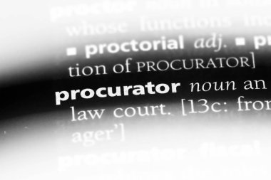 bir sözlüğü'ndeki Procurator sözcüğü. Procurator kavramı.