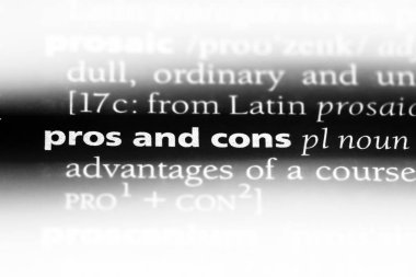 artılarını ve eksilerini tek kelimeyle bir sözlük. düzyazı ve cons-kavramını.
