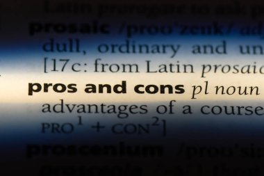 artılarını ve eksilerini tek kelimeyle bir sözlük. düzyazı ve cons-kavramını.