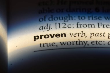 kanıtlanmış tek kelimeyle bir sözlük. kanıtlanmış kavramı.