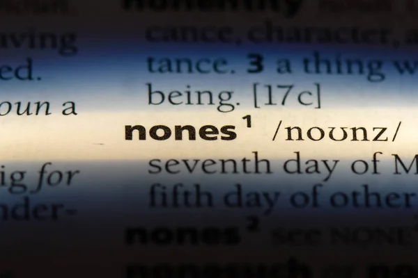 Nones Słowo Słowniku Koncepcja Nones — Zdjęcie stockowe