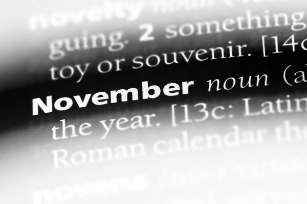 Mot Novembre Dans Dictionnaire Concept Novembre — Photo