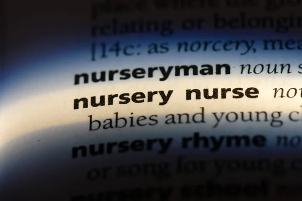 nursery nurse word in a dictionary. nursery nurse concept.