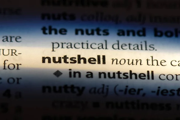 Nutshell Palavra Dicionário Conceito Nutshell — Fotografia de Stock