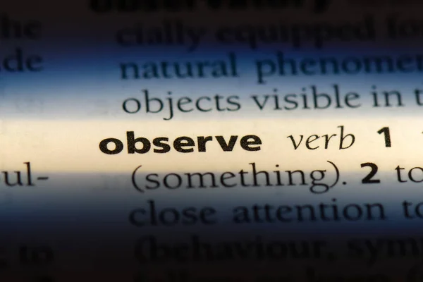 Observe Palavra Dicionário Observar Conceito — Fotografia de Stock