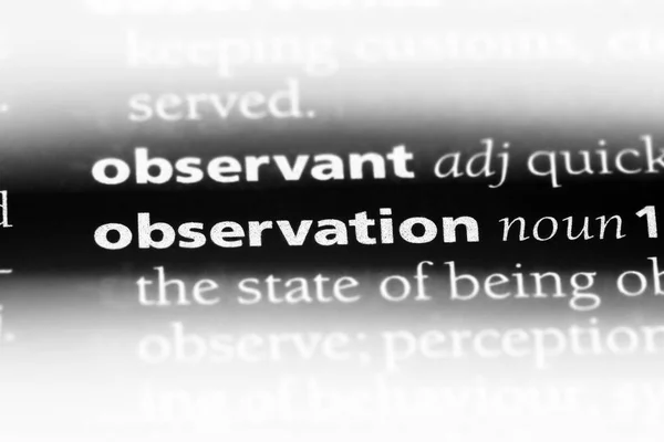 Observatie Woord Een Woordenboek Observatie Concept — Stockfoto