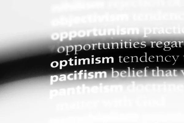 Optimisme Woord Een Woordenboek Optimisme Concept — Stockfoto