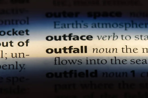 Palavra Outfall Dicionário Conceito Outfall — Fotografia de Stock