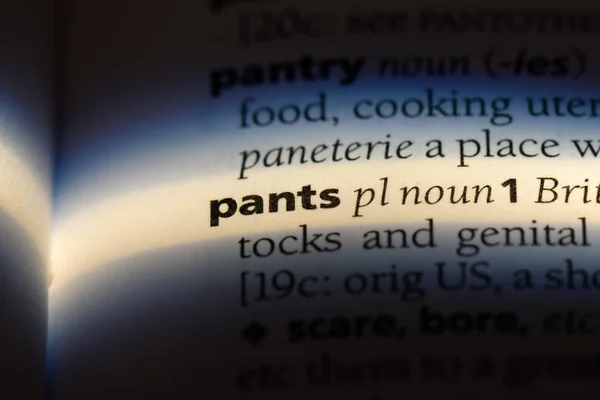 Pantaloni Parola Dizionario Pantaloni Concetto — Foto Stock