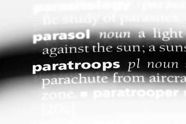 Paratroops Słowo Słowniku Koncepcja Paratroops — Zdjęcie stockowe