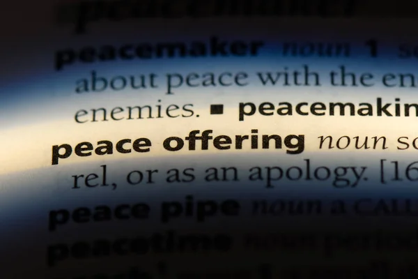 Vredeoffer Woord Een Woordenboek Concept Van Het Vredeoffer — Stockfoto