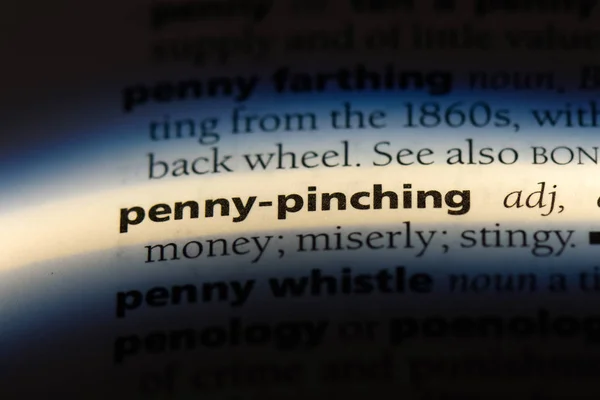 Penny Pinching Word Dictionary Penny Pinching Concept — Stock Photo, Image