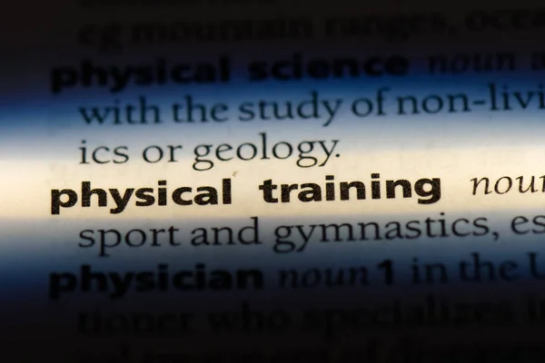 physical training word in a dictionary. physical training concept.