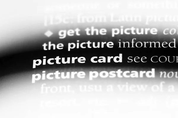 picture card word in a dictionary. picture card concept.
