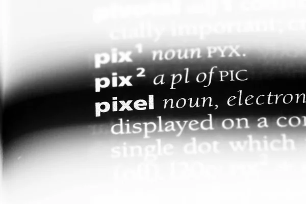 pixel word in a dictionary. pixel concept.