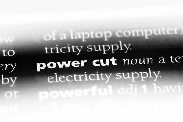 power cut word in a dictionary. power cut concept.
