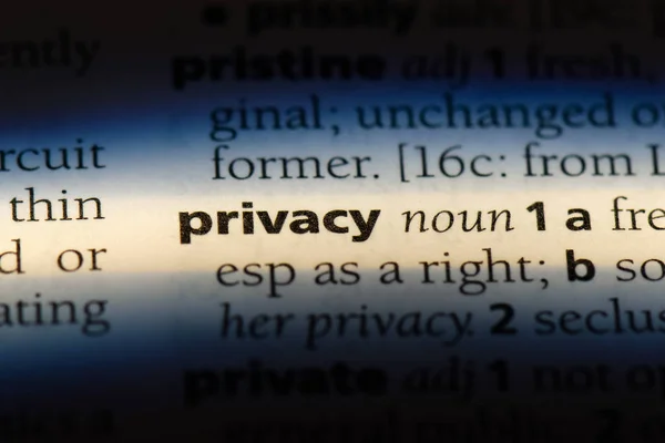Privatsphäre Wort Einem Wörterbuch Datenschutzkonzept — Stockfoto