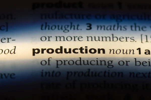 Productie Woord Een Woordenboek Productie Concept — Stockfoto