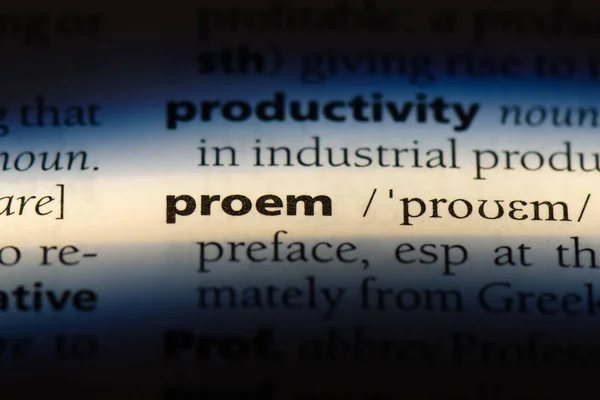 Proem Word Dictionary Proem Concept — Stock Photo, Image