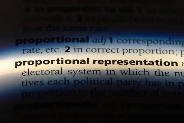 Proportionell Representation Ord Ordbok Proportionell Representation Koncept — Stockfoto