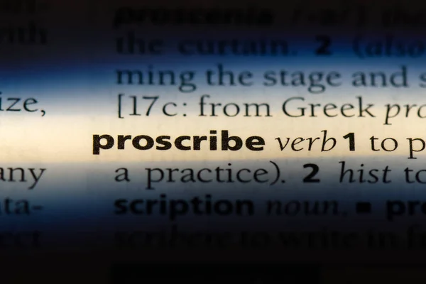 Proscribe Word Dictionary Proscribe Concept — Stock Photo, Image