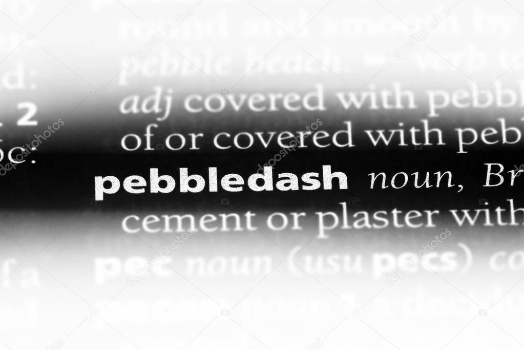 pebbledash word in a dictionary. pebbledash concept.