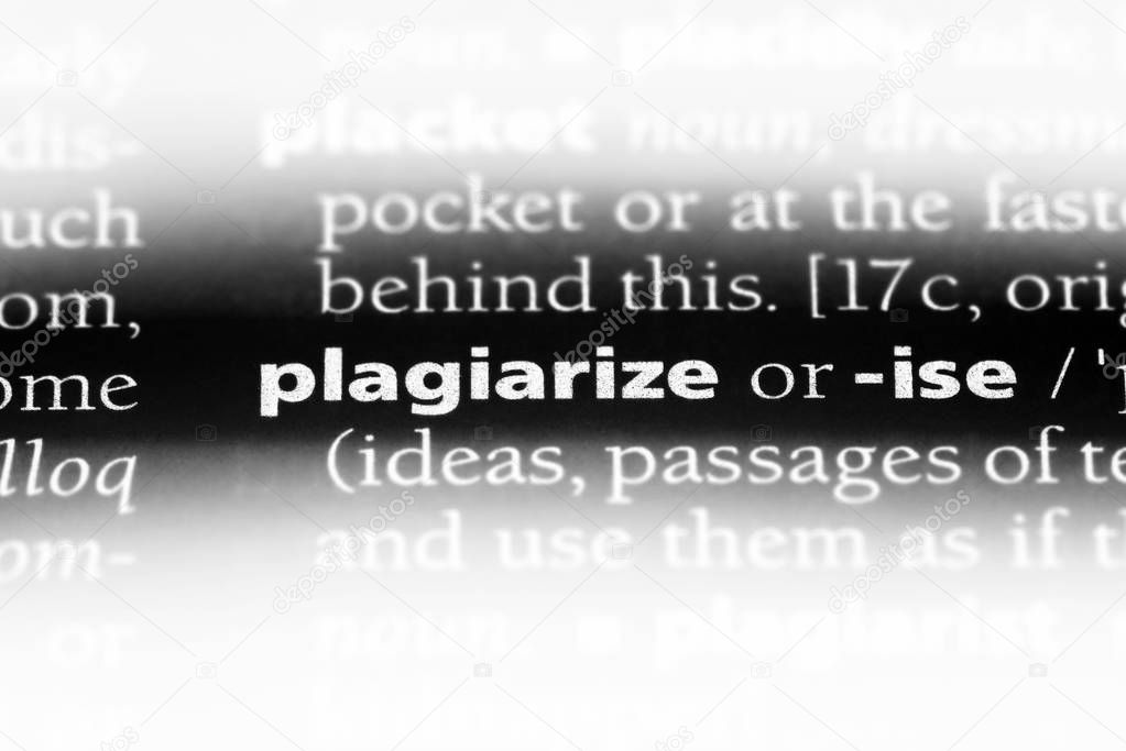 plagiarize word in a dictionary. plagiarize concept.