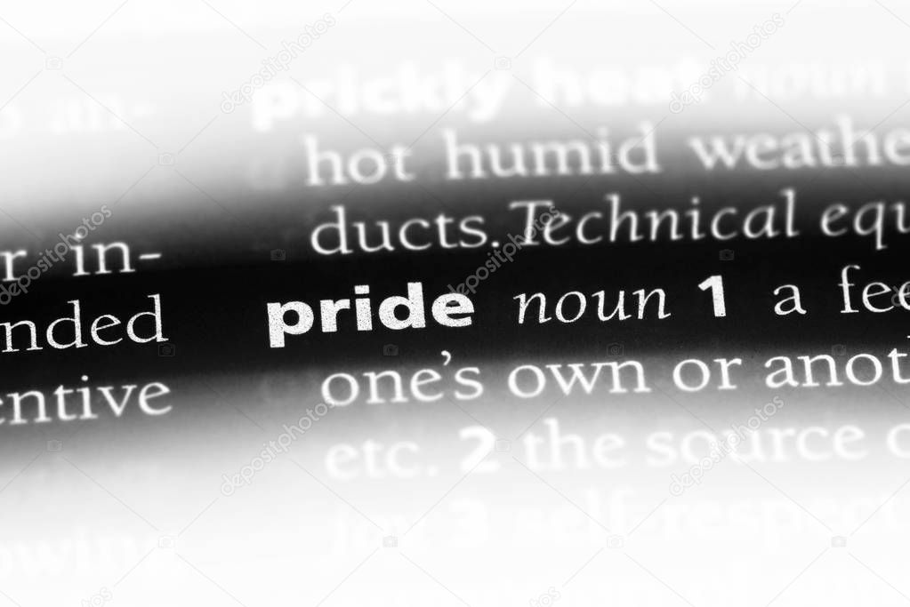 pride word in a dictionary. pride concept.