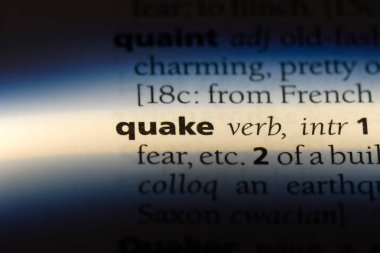 bir sözlüğü'ndeki deprem sözcüğü. deprem kavramı.