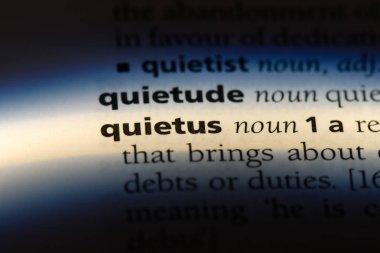 Quietus Word'de bir sözlük. Quietus kavramı.