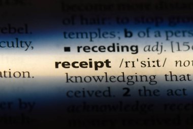 bir sözlük Word'de alındı. alındı kavramı.