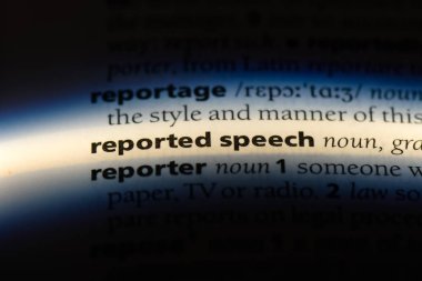 bir sözlüğü'ndeki bildirildi konuşma sözcüğü. bildirildi konuşma kavramı.